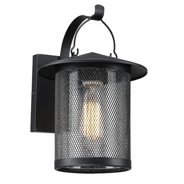 Dawn Modern 1-Light Matte Black Porch Outdoor Wall Sconce Cylinder with Clear Seeded Glass
