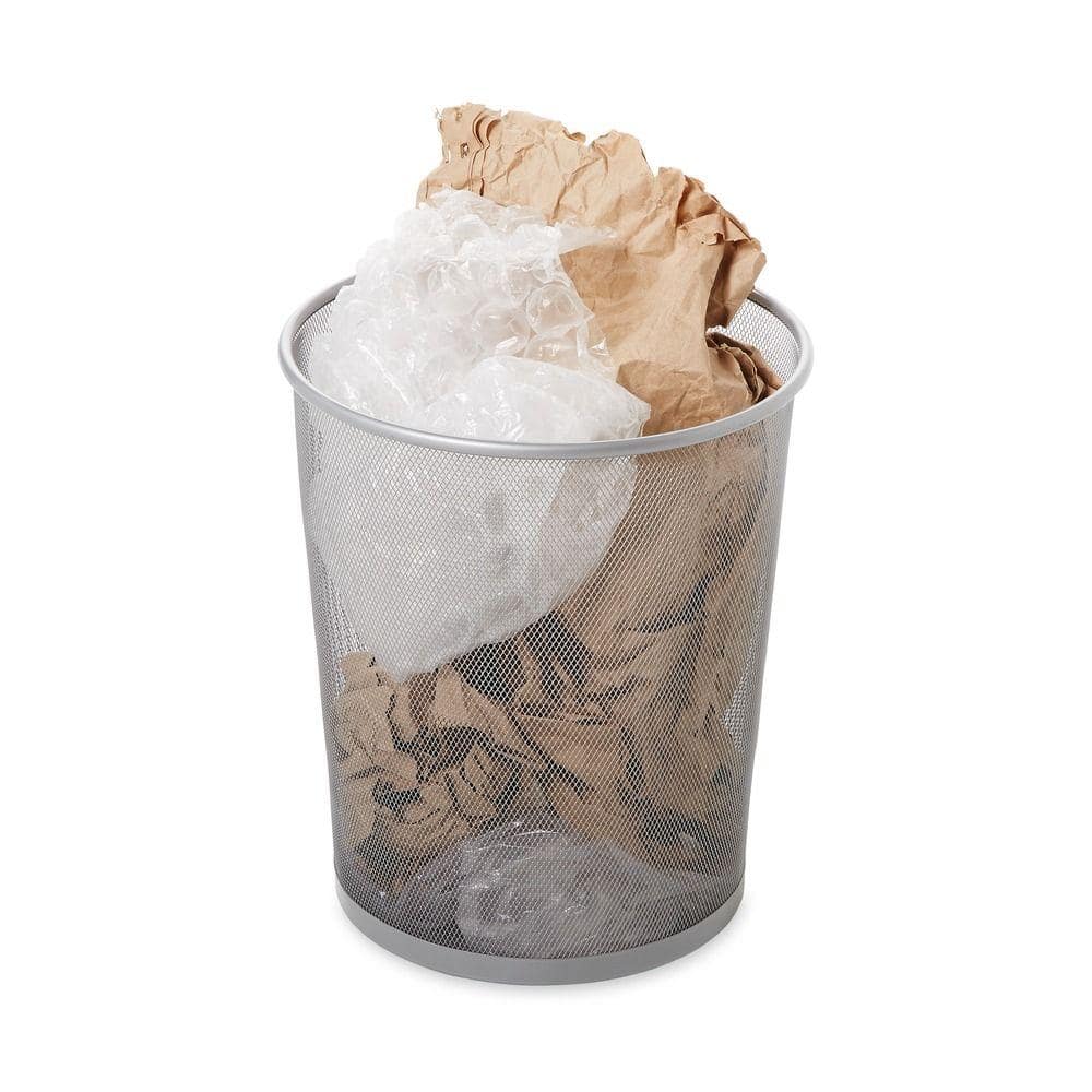 Silver Steel Mesh 5 Gallon Office Wastebasket