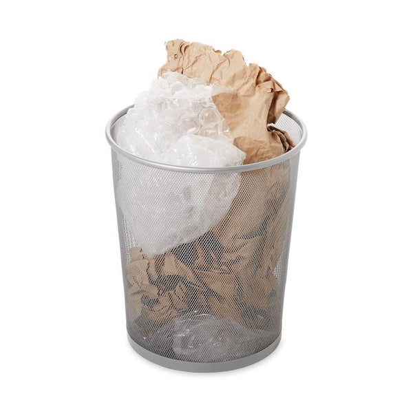 5 Gal. Round Mesh Trash Can in Silver