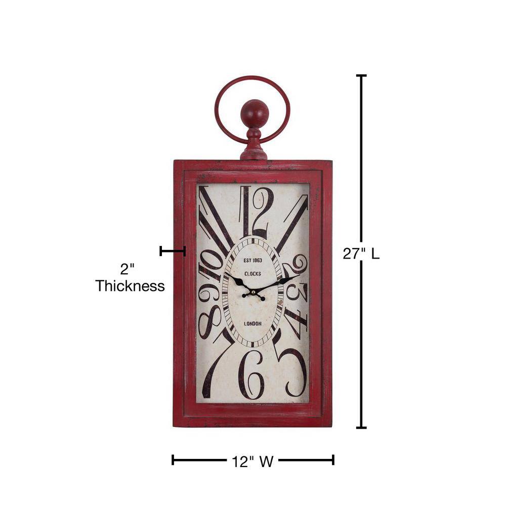 Waverly Distressed Red and White Rectangular Wall Clock