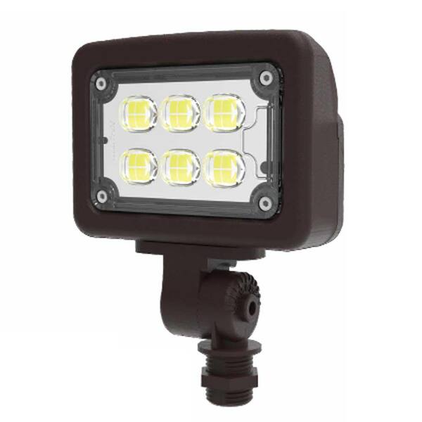 HALCO LIGHTING TECHNOLOGIES 12-Watt 120-277-Volt Knuckle Line Voltage Bronze Outdoor Integrated LED Small Landscape Flood Light, Selectable Color