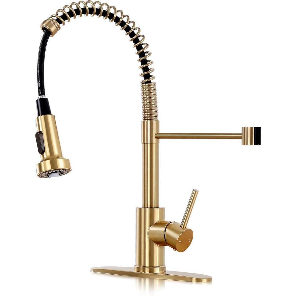 Single Handle Deck Mount High Arc Standard Kitchen Faucet in Brushed Gold price history on PriceWatchPro