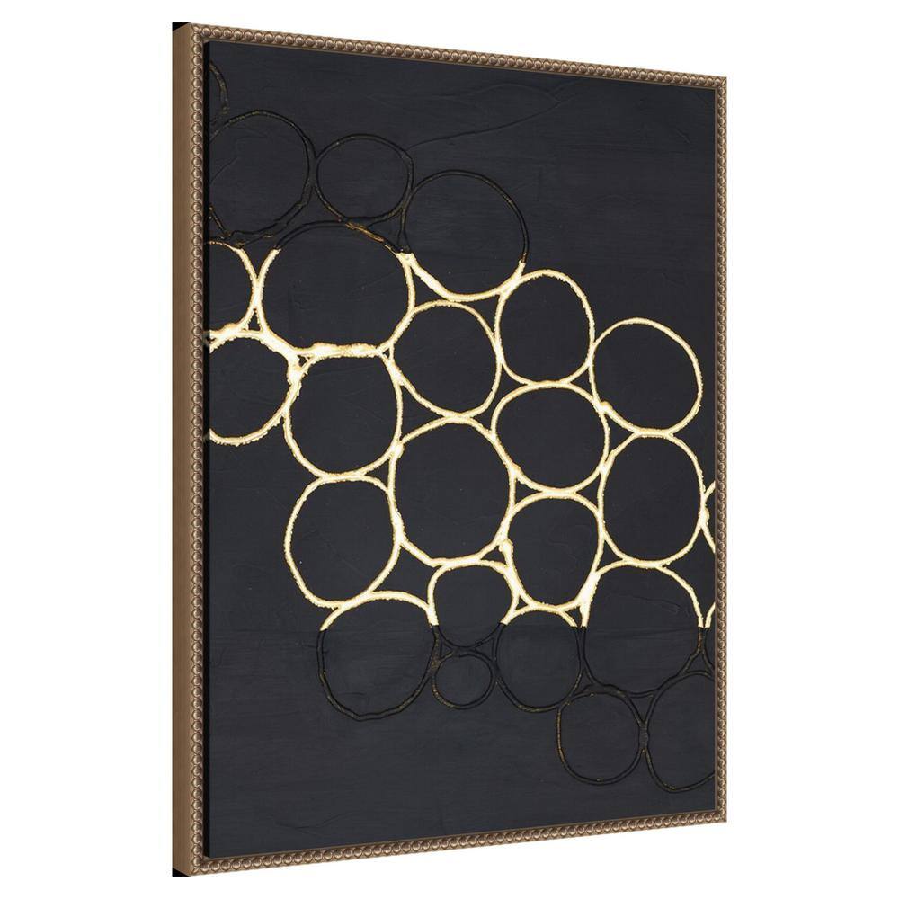Gold Combo III Abstract Canvas Art with Bronze Frame