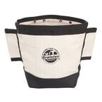 5 in. Nut and Bolt Tool Bag with Leather Bottom Bucket and Webbing Tunnel Loops for Belt in Heavy-Duty Rip-Stop Canvas
