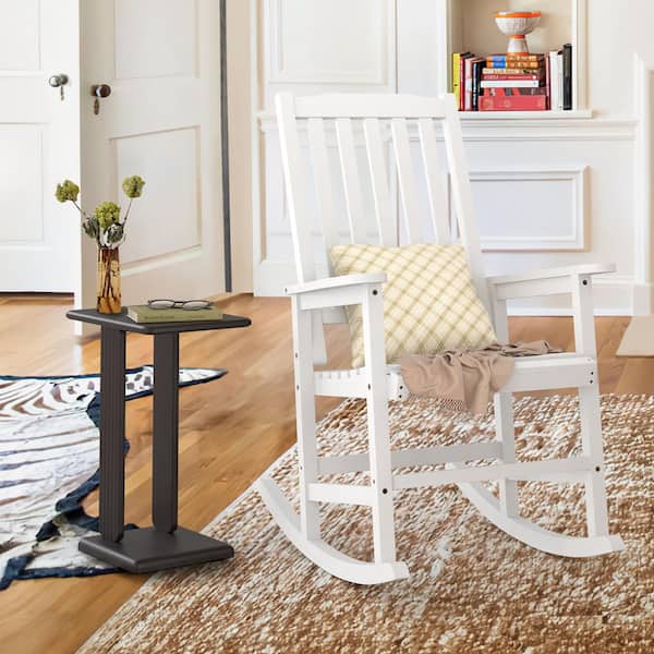 Aosen White Acacia Wood Outdoor Rocking Chair Weather-Resistant Adirondack Chair Front Porch Chair (Set of 2)