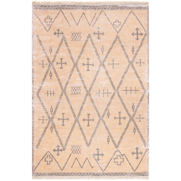5 ft. x 8 ft. Beige Chantal Tribal Hand Woven Trellis Area Rug