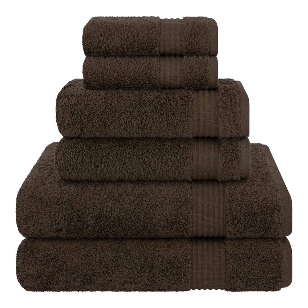 Luxury Brown Turkish Cotton 6-Piece Towel Set