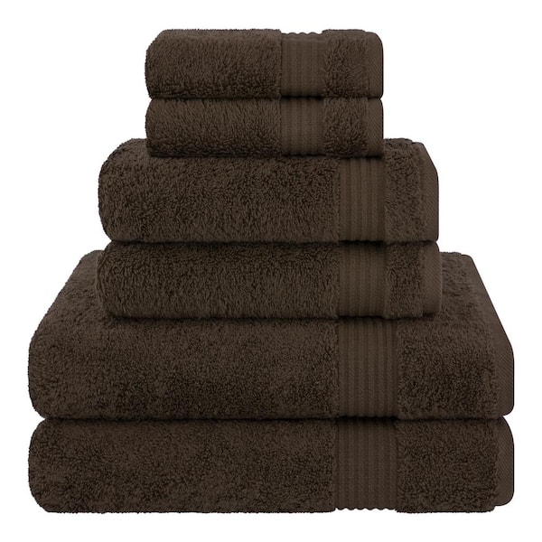 American Soft Linen Premium Quality 100% Cotton 6-Piece Bath Towel Set, Brown