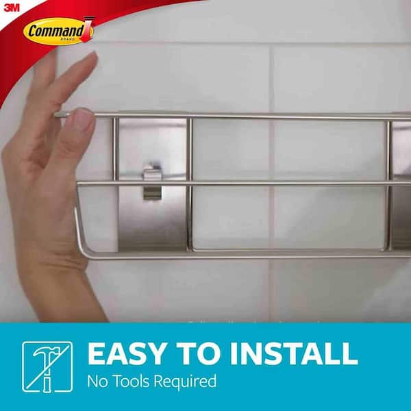 Command Satin Nickel Shower Caddy (1-Shower Caddy) (4-Adhesive - The Home Depot