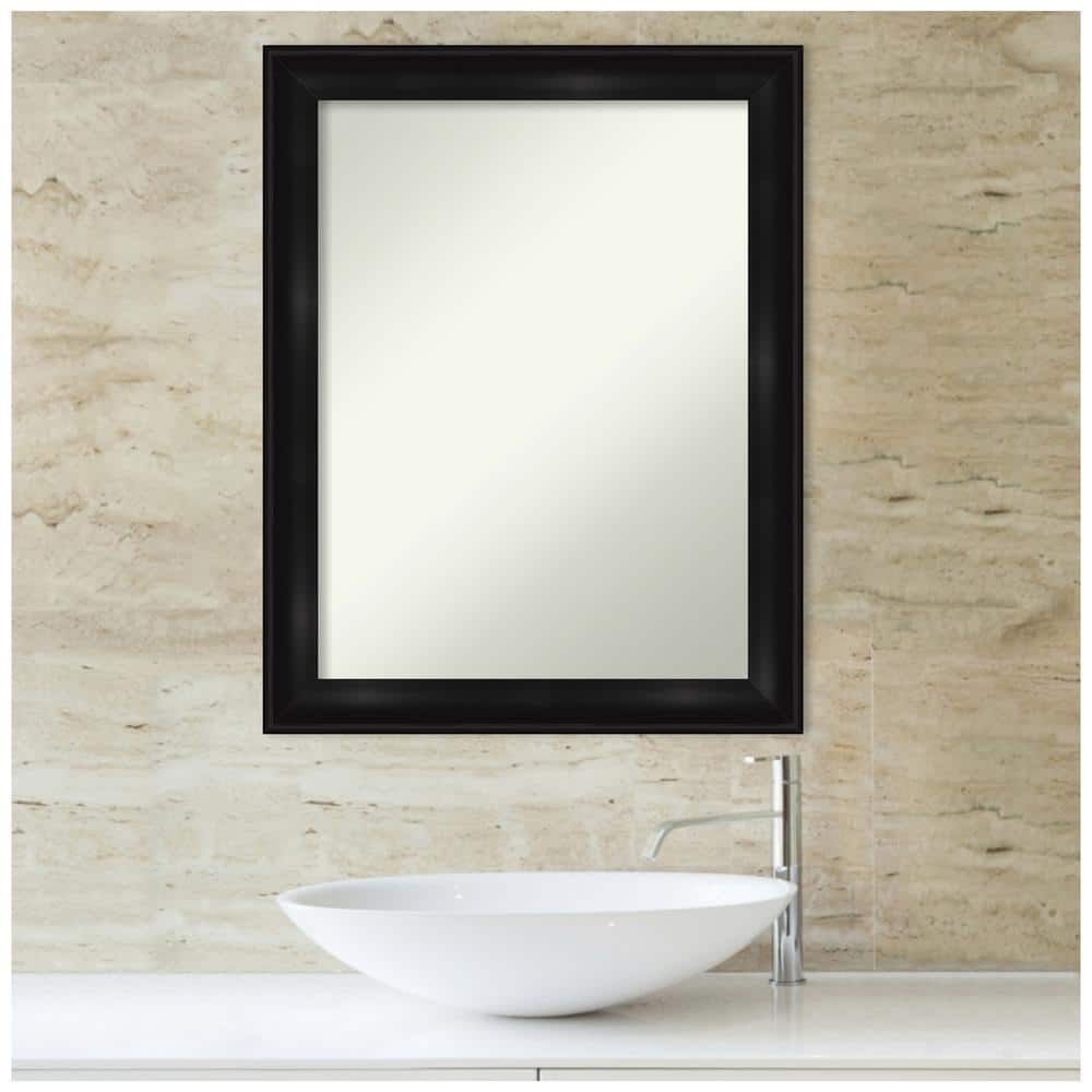 Grand Black Narrow 22" x 28" Non-Beveled Bathroom Vanity Mirror