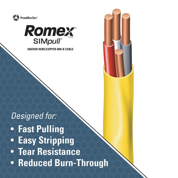 Southwire 50-ft 10 / 3 Romex SIMpull Solid Indoor Non-Metallic Wire  (By-the-roll) in the Non-Metallic Wire department at