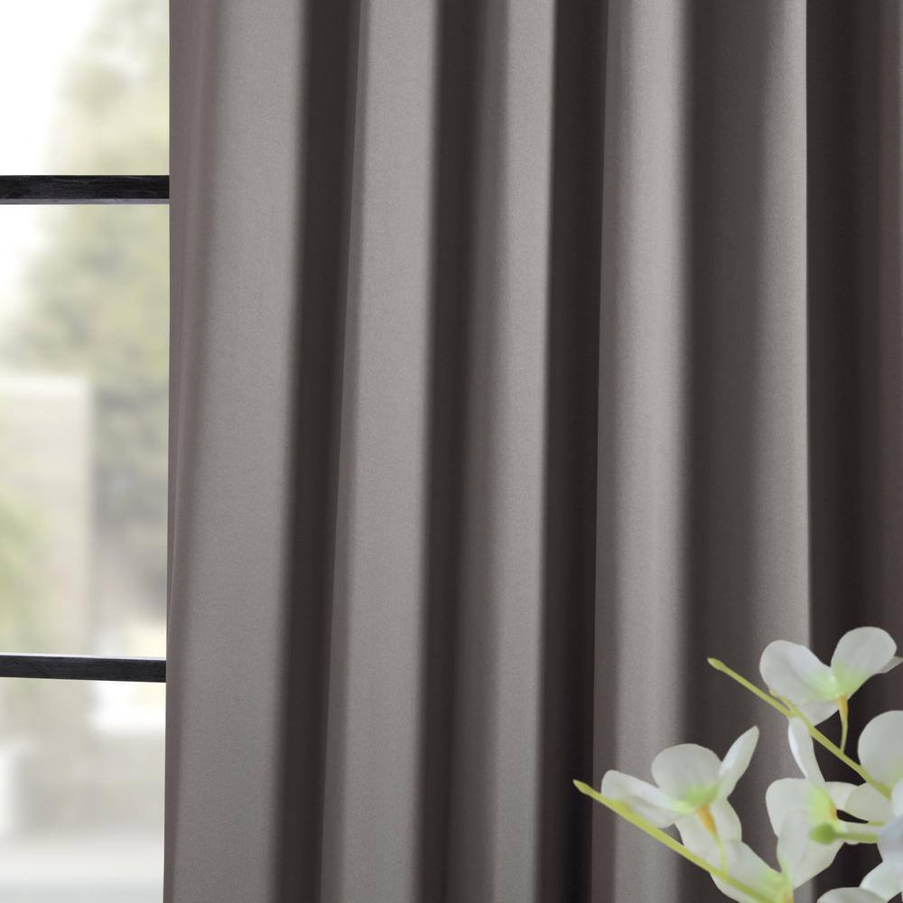 Neutral Grey Polyester Blackout Curtain Panel - 50 in. W x 108 in. L
