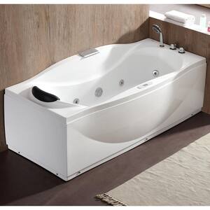 71 in. Acrylic Flatbottom Whirlpool Bathtub in White