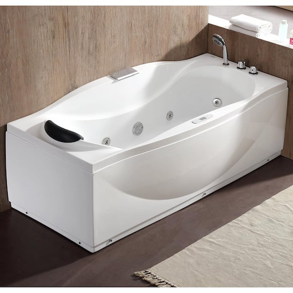71 in. Acrylic Flatbottom Whirlpool Bathtub in White