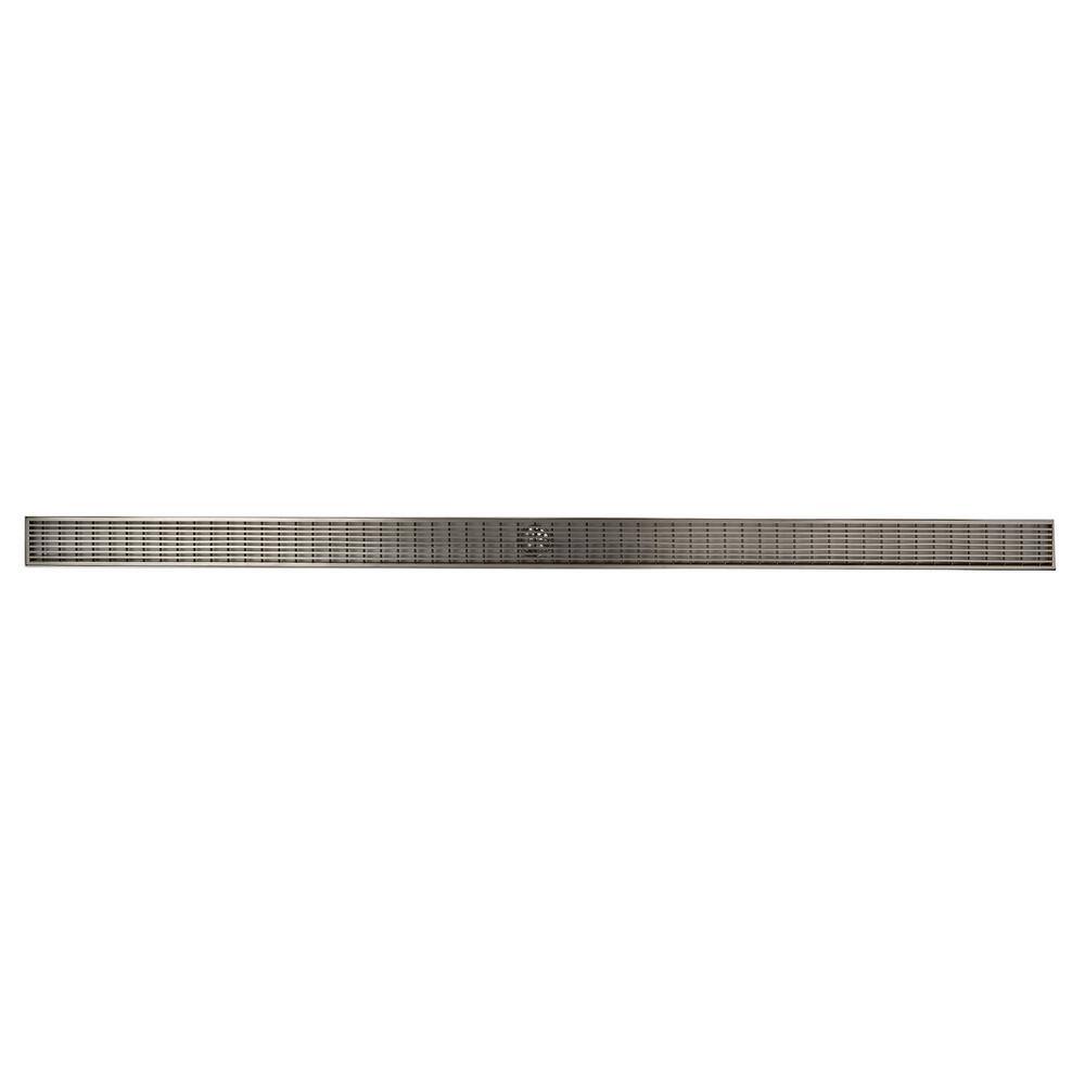 59" Brushed Stainless Steel Linear Shower Drain with Groove Lines