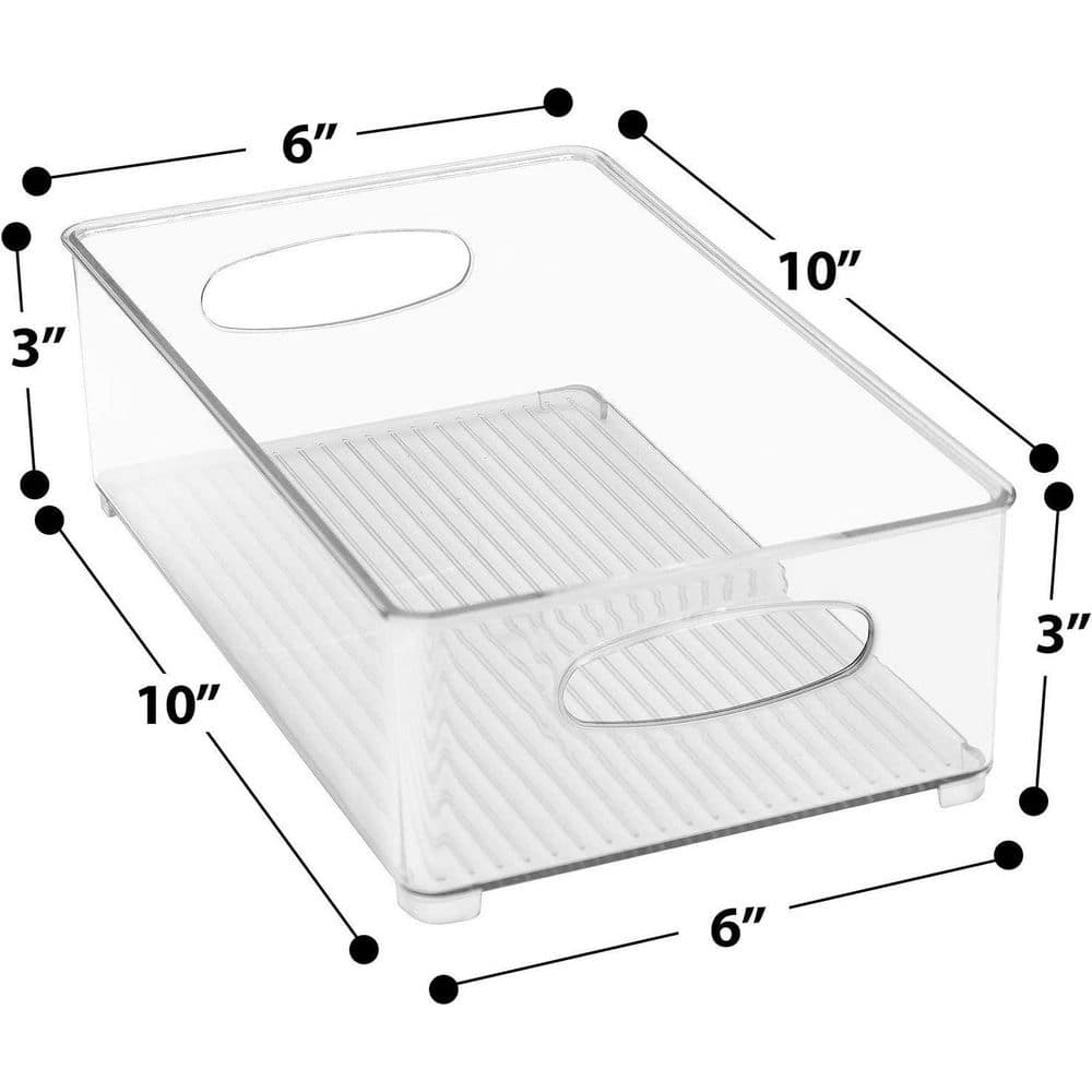 Clear Medium Stackable Storage Bins with Handles, 6-Pack