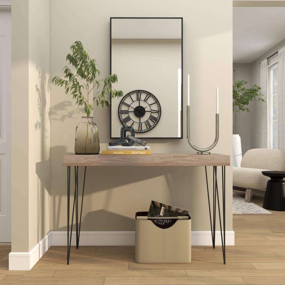 Modern Wood and Metal Console Table with Storage, 47'' Brown