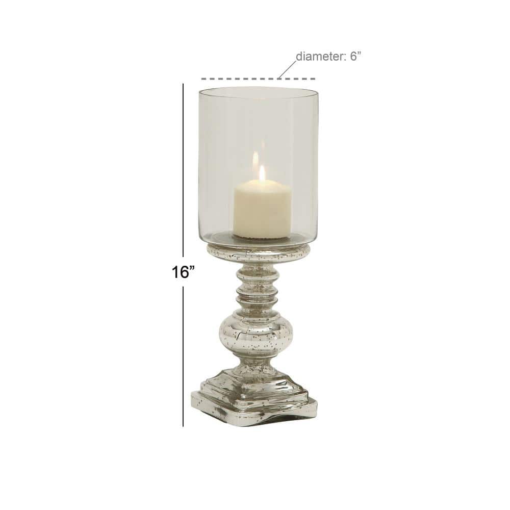 Elegant Silver Glass 16" Handcrafted Hurricane Candle Lantern