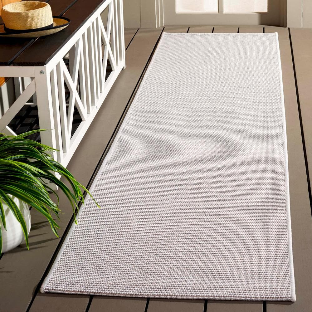 SAFAVIEH Sisal All-Weather 2 ft. x 9 ft. Ivory/Beige Ribbed Runner Rug ...