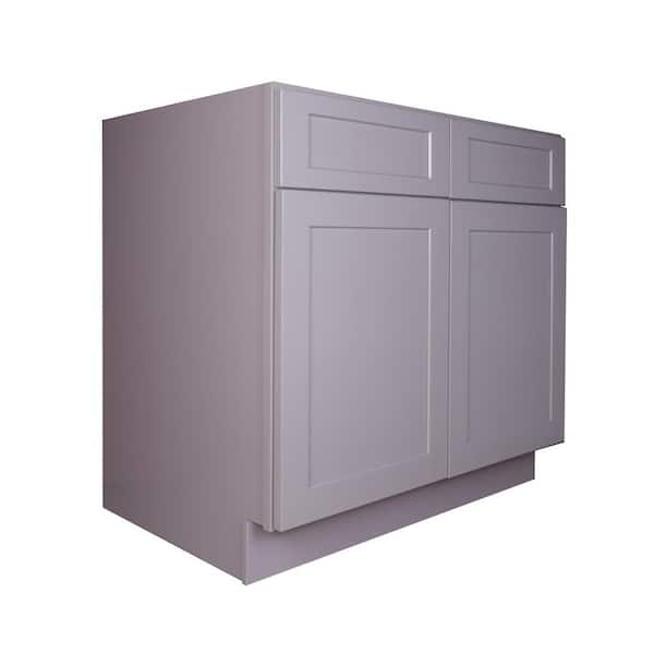 Bremen Cabinetry Bremen 27 in. W x 24 in. D x 34.5 in. H Gray Plywood Assembled Drawer Base Kitchen Cabinet with Soft Close