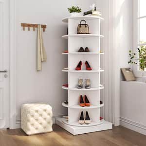 56.2 in. H White 360 Rotating Shoe Storage Cabinet