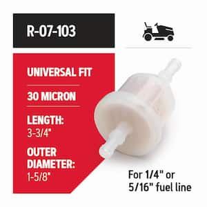 Fuel Filter for Riding Mowers, Fits John Deere, Kawasaki, Kohler and Others