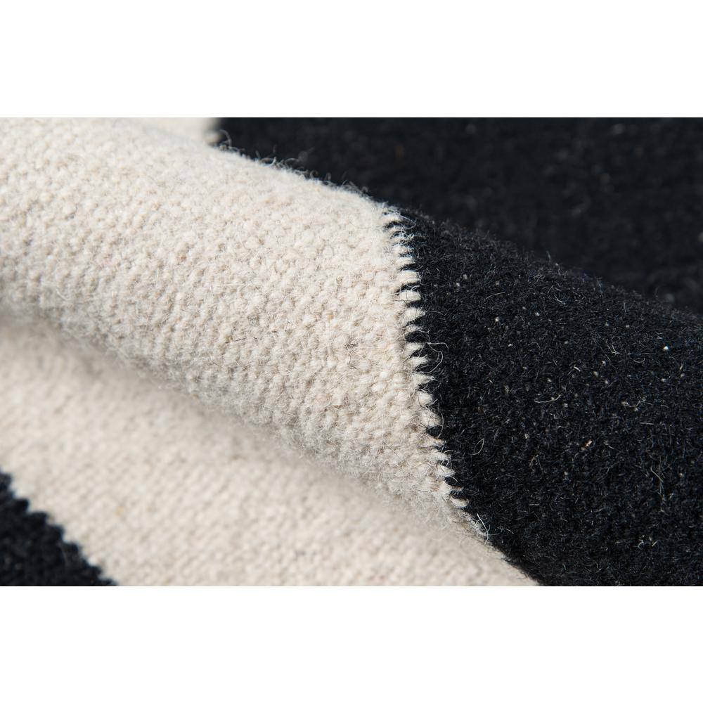 Black and White Geometric Wool Handmade Runner Rug