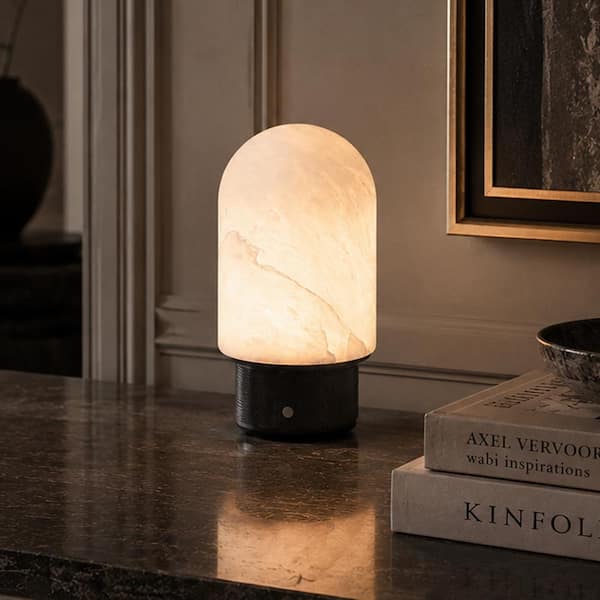 ALOA DECOR Natural Spanish Alabaster Cordless Rechargeable Dome