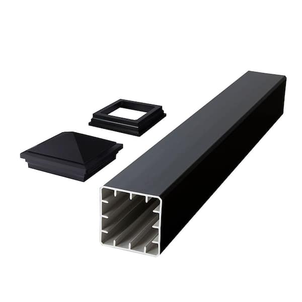 CountrySide 5 in. x 5 in. x 45 in. Obsidian Capped Composite Beveled Post Sleeve Kit with Cap and Skirt