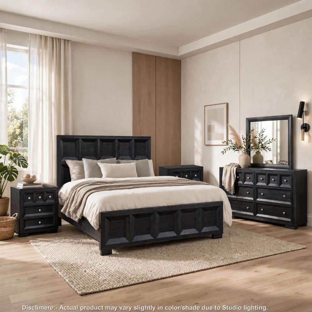 Kizie 5-Piece Weathered Black Queen Engineered Wood Bedroom Set price history on PriceWatchPro