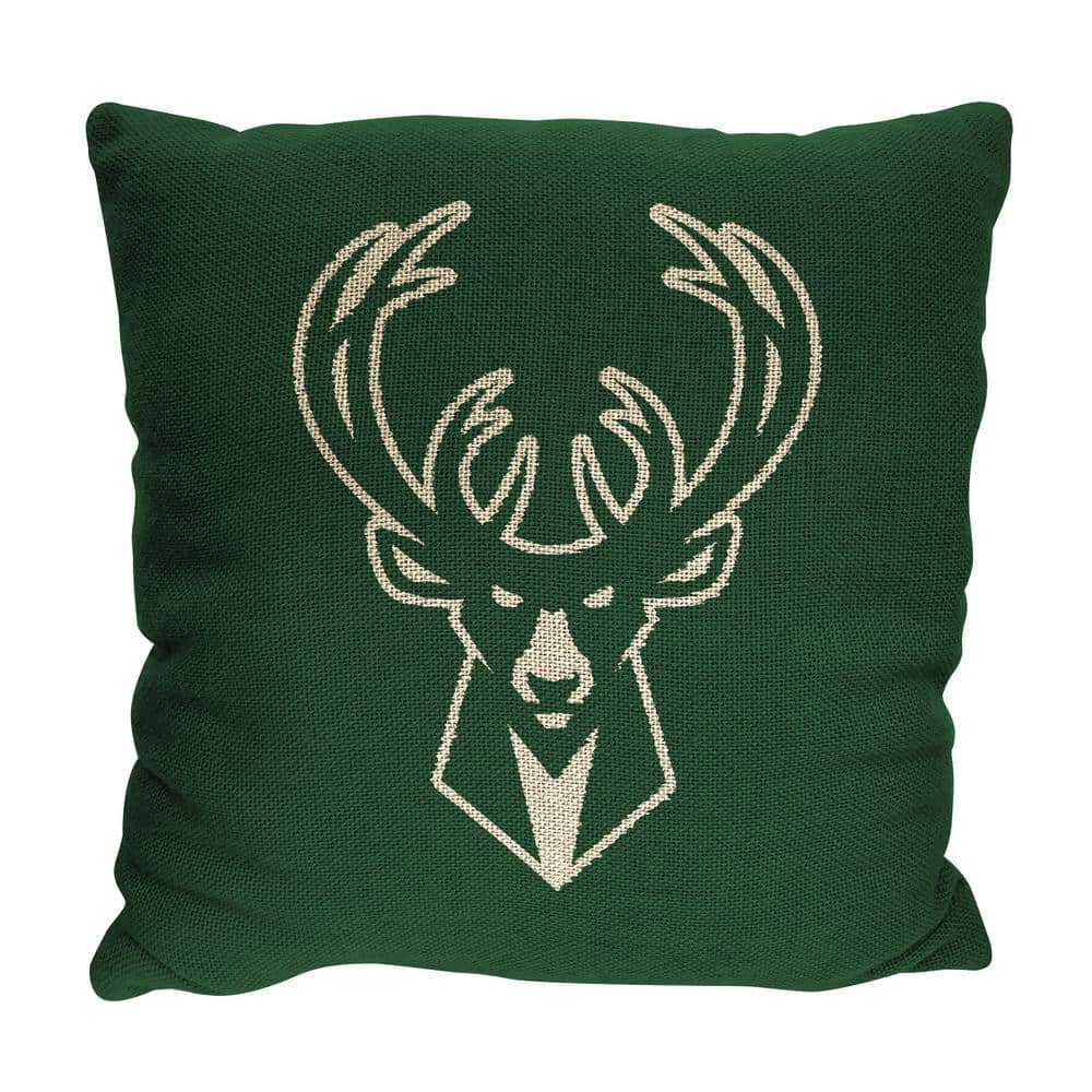Green and Beige 14" Square NBA Team Logo Pillow Set