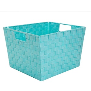 13 in. D x 10 in. H x 15 in. W Blue Plastic Cube Storage Bin