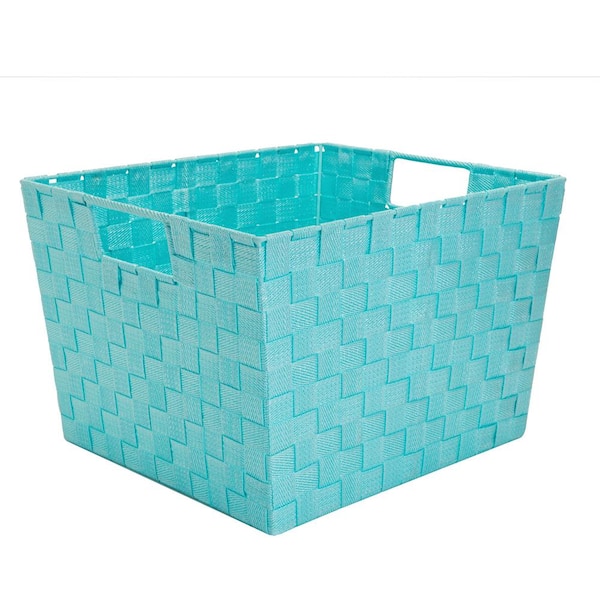 SIMPLIFY 13 in. D x 10 in. H x 15 in. W Blue Plastic Cube Storage Bin