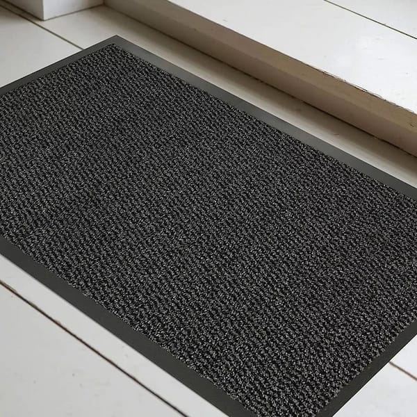 Lisa Black 31 in. x 24 in. Polyester Large Sheltered Front Door Mat