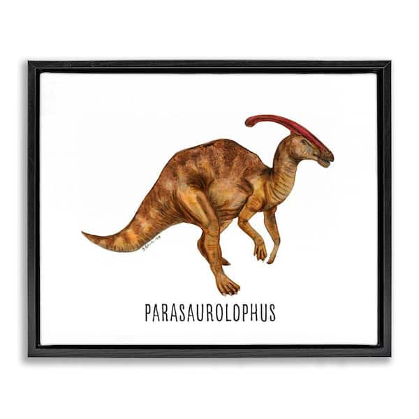 Stupell Industries Parasaurolophus Dinosaur Learning by Brett Blumenthal Black Floater Frame Animal Graphic Art Print 17 in. x 21 in.