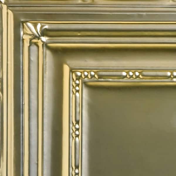 FROM PLAIN TO BEAUTIFUL IN HOURS Take Home Sample - Eyelet Gold Nugget 1 ft. x 1 ft. Decorative Tin Style Lay-in Ceiling Tile (1 sq. ft./case)