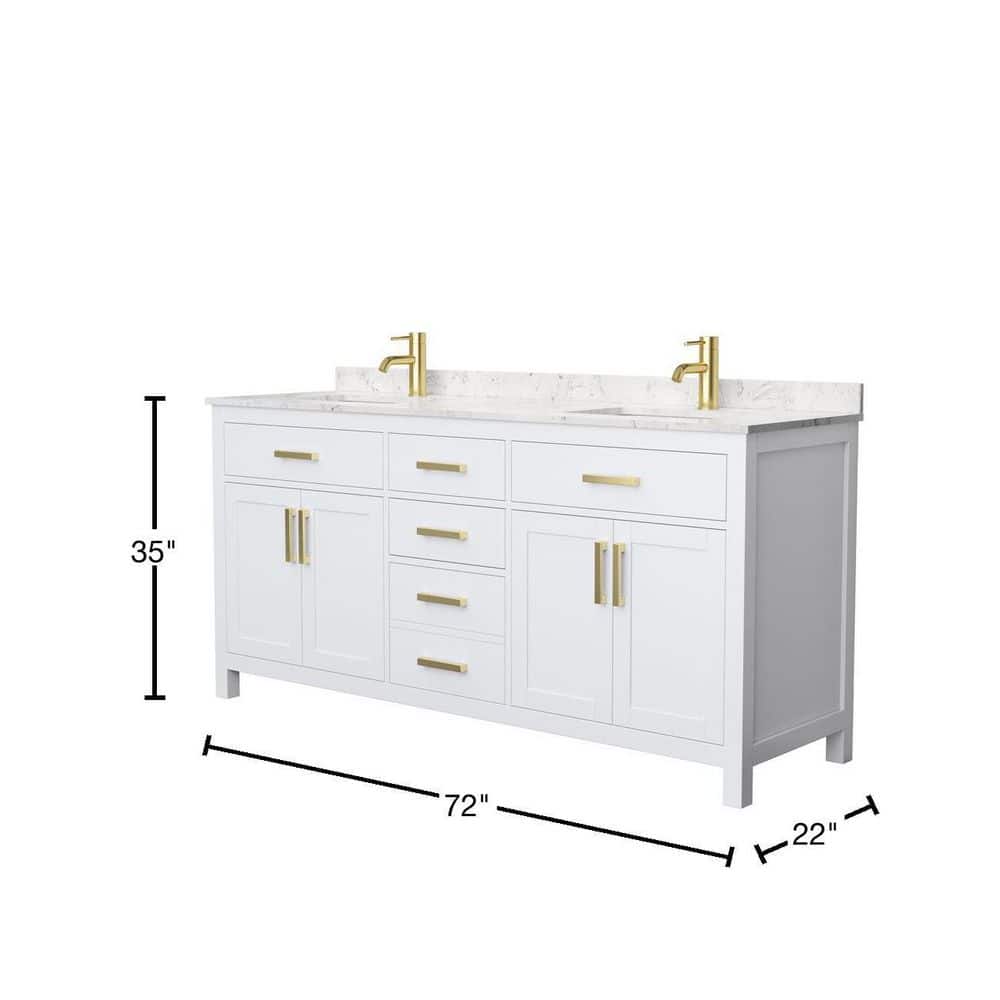 Beckett 72" White Double Vanity with Carrara Marble Top