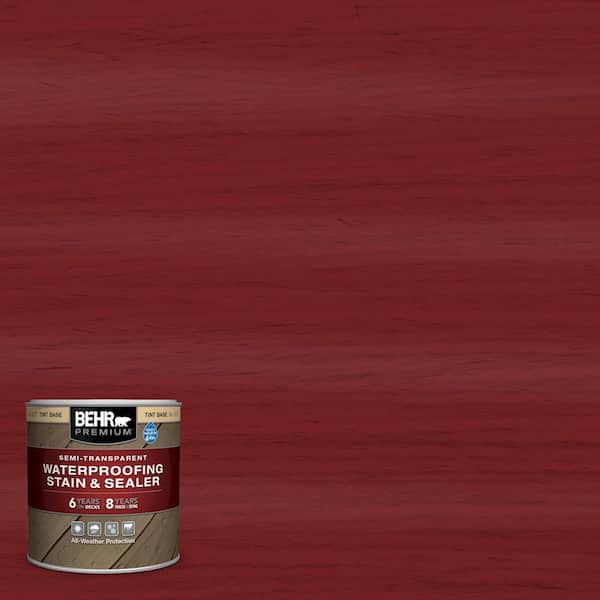 BEHR PREMIUM 8 oz. #ST-112 Barn Red Semi-Transparent Waterproofing Exterior Wood Stain and Sealer Sample