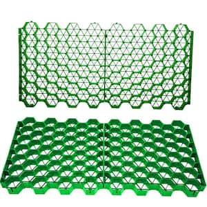 4 PCS Permeable Pavers 1.9 in. Depth Gravel Driveway Grid Flat-Interlocked Grass Pavers HDPE Green Plastic Shed Base