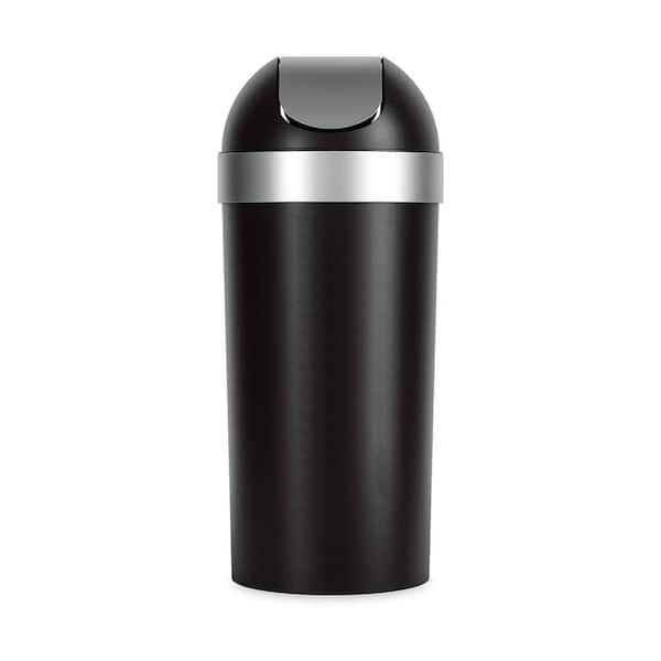 Swing-Top 16.5 Gal. Black/Nickel Kitchen Trash Large, Garbage Can for  Indoor Or Outdoor Use