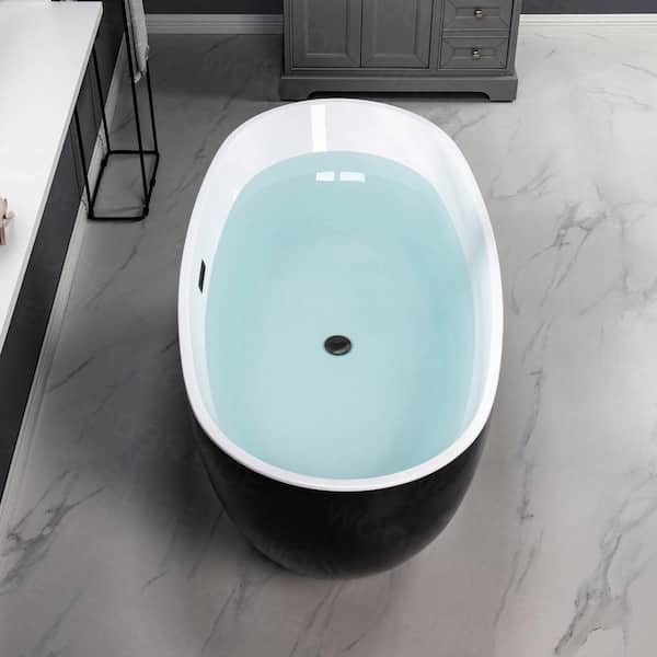 Troyes 59 in. Acrylic Freestanding Double Ended Soaking Bathtub with Drain and Overflow Included in Black Troyes 59 in. Acrylic Freestanding Double Ended Soaking Bathtub with Drain and Overflow Included in Black