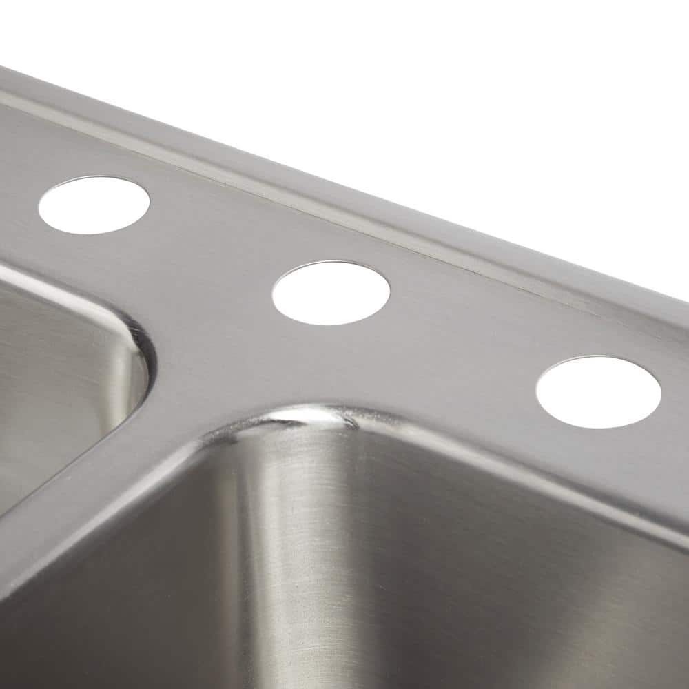 Lustertone 43" Stainless Steel Double Basin Drop-In Kitchen Sink
