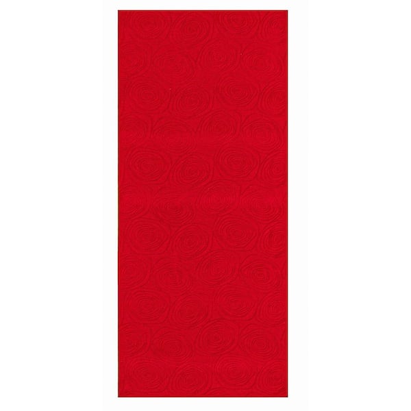 A&E Leland Red 2 ft. x 8 ft. Runner Geometric Polyester Runner Rug