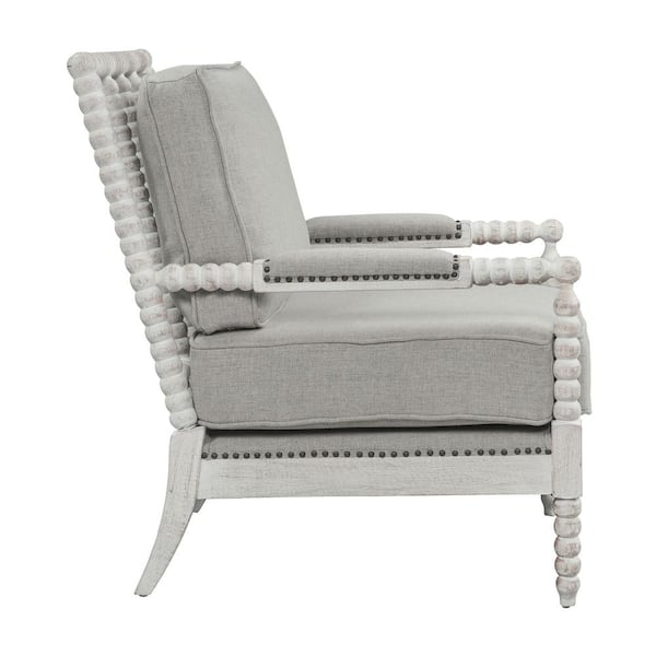 Acme Furniture Saraid Gray and Light Oak Linen Accent Chair