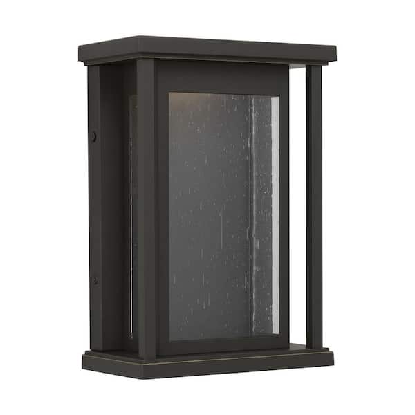 Faywood Small 7.5 in. W x 10.5 in. H Antique Bronze Outdoor Hardwired Wall Lantern Sconce with Integrated LED