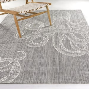 Octavius Grey 8 ft. x 10 ft. Octopus Indoor/Outdoor Area Rug