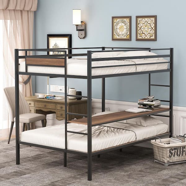 Full Bunk Bed Daybed, Black Metal Twin Full Bunk Bed
