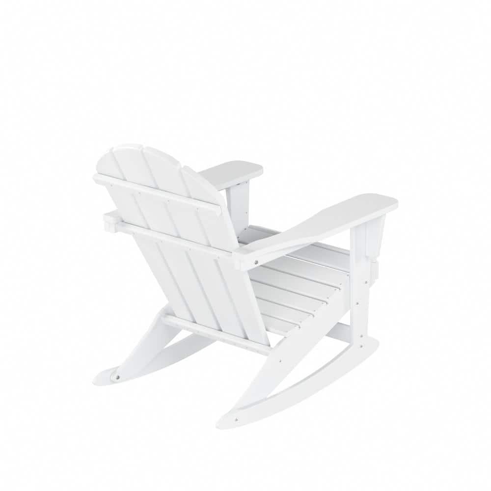 Laguna White HDPE Outdoor Rocking Adirondack Chairs with Side Table Set