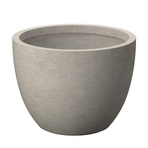 14.5 in. Medium Light Gray Concrete Round Planter / Pot with Drainage Holes