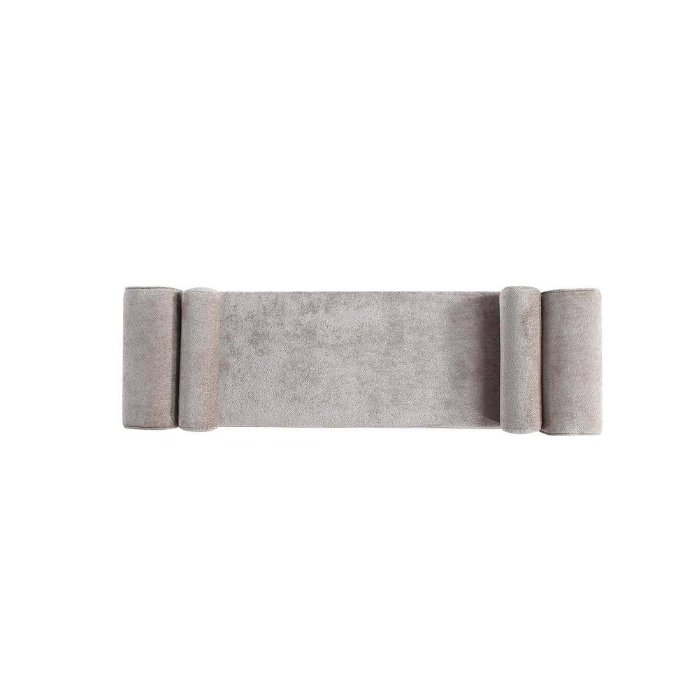 Concord 59" Dove Gray Chenille Upholstered Bench with Accent Pillows
